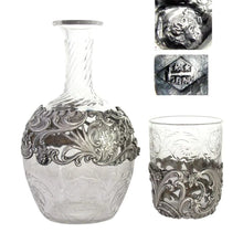 Load image into Gallery viewer, Antique French sterling silver cut glass water carafe nightstand tumble up
