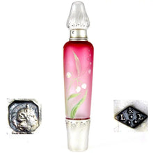 Load image into Gallery viewer, Antique French Sterling Silver Enamel &amp; Pink Glass Flask
