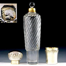 Load image into Gallery viewer, Antique French Sterling Silver Spiral Fluted Cut Glass Flask
