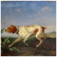 Load image into Gallery viewer, Antique Signed European Painting Hunting Dog &amp; Thistle, Dated 1876
