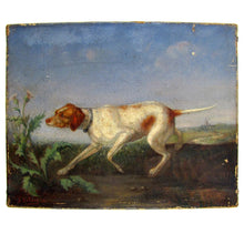 Load image into Gallery viewer, Antique Signed European Painting Hunting Dog &amp; Thistle, Dated 1876
