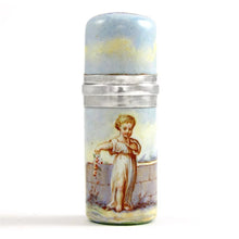 Load image into Gallery viewer, Antique French .800 Silver Enamel Scent Perfume Bottle, Boar&#39;s Head Hallmark
