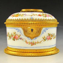 Load image into Gallery viewer, Antique French opaline box ormolu gilt bronze

