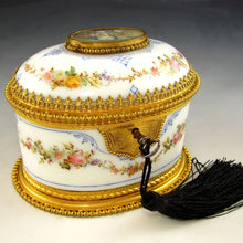 Load image into Gallery viewer, Antique French hand painted opaline glass jewelry box, ormolu 
