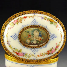 Load image into Gallery viewer, Antique French Hand Painted Opaline Glass Jewelry Casket Box
