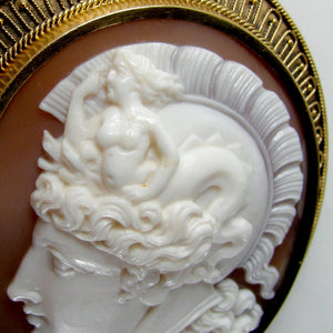 Warrior Goddess Athena Helmet Detail Carved Shell Cameo Antique