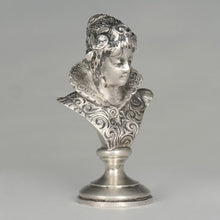 Load image into Gallery viewer, Antique Austrian Solid Silver Wax Seal Desk Stamp Austro-Hungarian Renaissance Lady Bust Sculptural Figure
