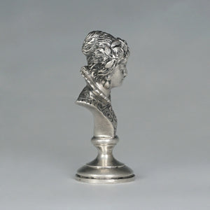 Antique Austrian Solid Silver Wax Seal Desk Stamp Austro-Hungarian Renaissance Lady Bust Sculptural Figure