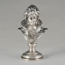 Load image into Gallery viewer, Antique Austrian Solid Silver Wax Seal, Austro-Hungarian Desk Stamp Renaissance Lady Bust Sculpture Figure
