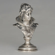 Load image into Gallery viewer, Antique Austrian Solid Silver Wax Seal, Austro-Hungarian Desk Stamp Renaissance Lady Bust Sculpture Figure
