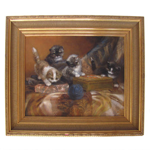 Four Playful Kittens Dutch Oil Painting by Jan Van Trirum