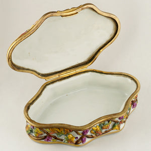 German Porcelain Capodimonte Royal Naples Style Bas Relief Jewelry Box