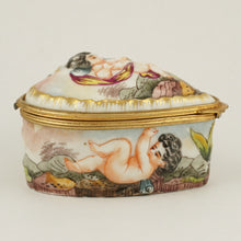 Load image into Gallery viewer, Heart Shaped Capodimonte Porcelain Style Jewelry Trinket Box, Hand Painted Cherubs
