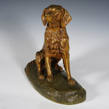 Load image into Gallery viewer, Antique French Bronze Sculpture Hunting Dog by Clovis Edmond MASSON, Seated Spaniel / Setter Statue
