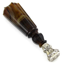 Load image into Gallery viewer, Antique French .800 Silver &amp; Banded Agate Wax Seal
