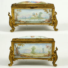 Load image into Gallery viewer, Antique French Enamel Gilt Bronze Jewelry Box
