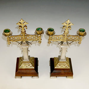 Pair of Antique Gothic Bronze Candelabras