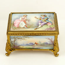 Load image into Gallery viewer, Antique French Gilt Bronze &amp; Porcelain Jewelry Box, Sevres Style
