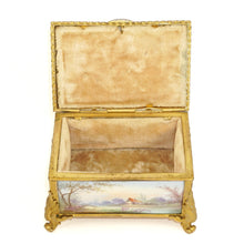 Load image into Gallery viewer, Antique French Gilt Bronze &amp; Porcelain Jewelry Box, Sevres Style
