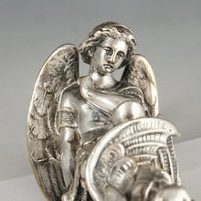 Load image into Gallery viewer, Rare Antique French Silvered Bronze Wax Seal Archangel Michael Battling the Devil
