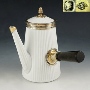 Antique French Sterling Silver Porcelain Teapot 