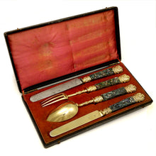 Load image into Gallery viewer, Antique French Sterling Silver Gold Vermeil 4pc Table Flatware Set, Gift Set
