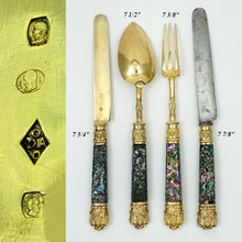 Load image into Gallery viewer, Antique French Sterling Silver Gold Vermeil 4pc Table Flatware Set, Gift Set
