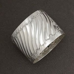 Antique French Sterling Silver Napkin Ring, Pierced Lattice Motif