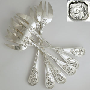 Antique Belle Epoque French Sterling Silver 12pc Oyster Forks Set