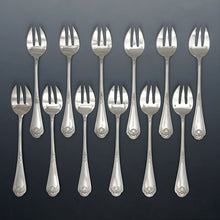 Load image into Gallery viewer, Antique Belle Epoque French Sterling Silver 12pc Oyster Forks Set
