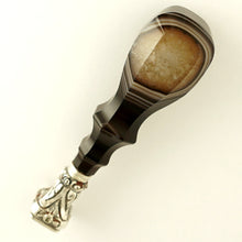Load image into Gallery viewer, Antique French .800 Silver Wax Seal, Banded Agate Handle, Quartz Geode
