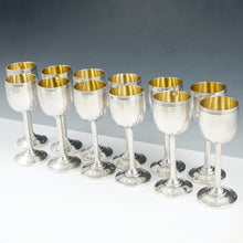 Load image into Gallery viewer, French Sterling Silver Liquor Cordial Goblets Cups Set of 12, Gold Vermeil

