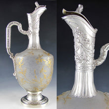 Load image into Gallery viewer, Art Nouveau French Sterling Silver Cameo Glass Claret Jug Decanter
