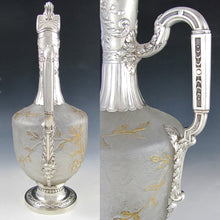 Load image into Gallery viewer, Art Nouveau French Sterling Silver Cameo Glass Claret Jug Decanter
