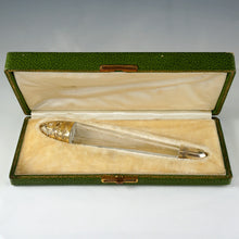 Load image into Gallery viewer, French Sterling Silver Crystal Lay Down Scent Perfume Bottle, Gilt Vermeil, Original Box
