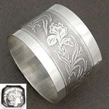 Load image into Gallery viewer, Antique Art Nouveau French Sterling Silver Napkin Ring Iris Flowers

