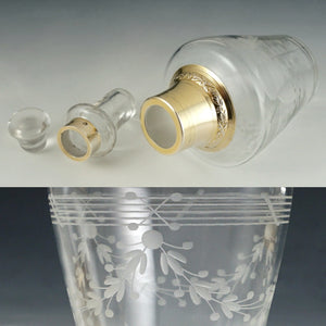 Antique French Sterling Silver Gold Vermeil Cut Glass Tumble Up