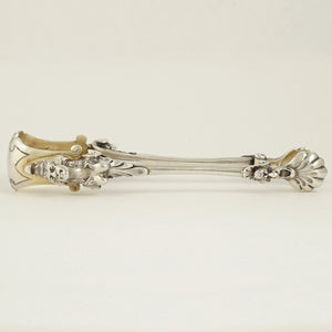 Antique French Sterling Silver Sugar Tongs, Figural Caryatid Female Bust