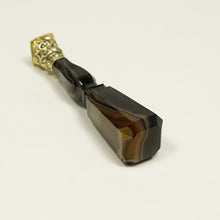 Load image into Gallery viewer, Antique French .800 Silver Wax Seal, Banded Agate Stone Handle, Desk Stamp

