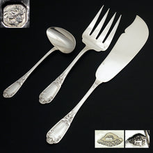 Load image into Gallery viewer, French Sterling Silver Fish Fork &amp; Knife Serving Set, Sauce Ladle
