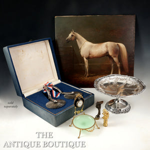 Antique Wax Seal Crown Monogram Figural Horse Leg, Saddle & Hoof, Equestrian Desk Stamp