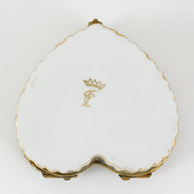 Load image into Gallery viewer, Antique Hand Painted Porcelain Raised Gold Enamel Heart Shaped Snuff Box

