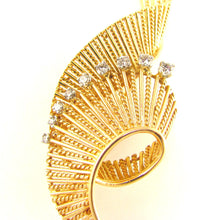 Load image into Gallery viewer, French 18K Yellow Gold &amp; Diamond Swirl Brooch Pin
