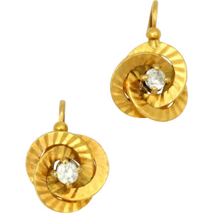 Art Deco French 18k Yellow Gold Dormeuses Earrings