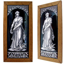Load image into Gallery viewer, LARGE Antique 19c French Limoges Enamel on Copper Grisaille Portrait Plaque, Framed

