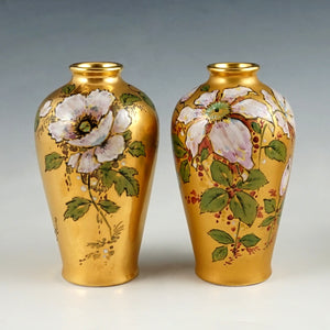 French Limoges Porcelain 3pc Garniture Set, Pair of Vases & Urn