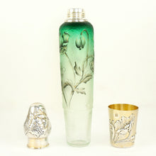 Load image into Gallery viewer, Signed Daum Nancy French Sterling Silver Cameo Glass Liquor Flask
