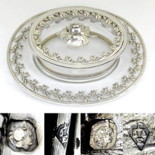 Load image into Gallery viewer, Ornate Antique French Sterling Silver &amp; Cut Crystal Figural Butter Serving Dish
