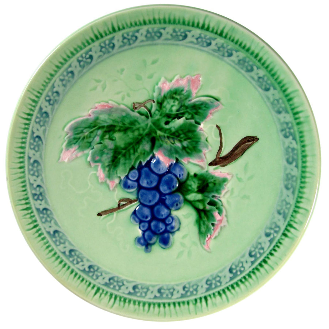 Vintage W. German Majolica Plate Grape Motif