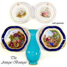 Load image into Gallery viewer, Antique French Sevres Porcelain Plate Gilt &amp; Blue Lapis Border, Hand Painted Fruit Still Life
